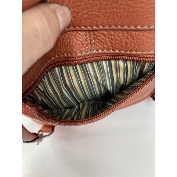 Clarks Pebbled Leather Purse Rust Orange Medium Boho Travel Satchel Double Strap - Picture 6 of 13